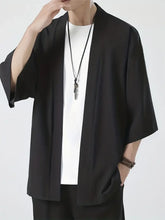 Men's Lightweight Kimono Shirt Seven Sleeve Open Front Cardigan