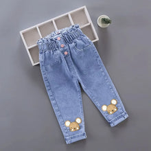Kids Baby Girls Casual Clothes Jeans Pink Bow Trousers Toddler Infant