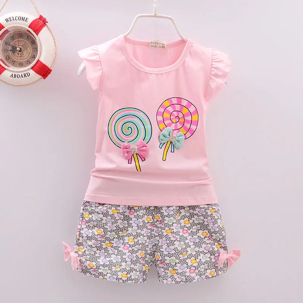 Baby Girls Clothes Sets for Kids T-shirt Tops+Short Pants Clothes Sets